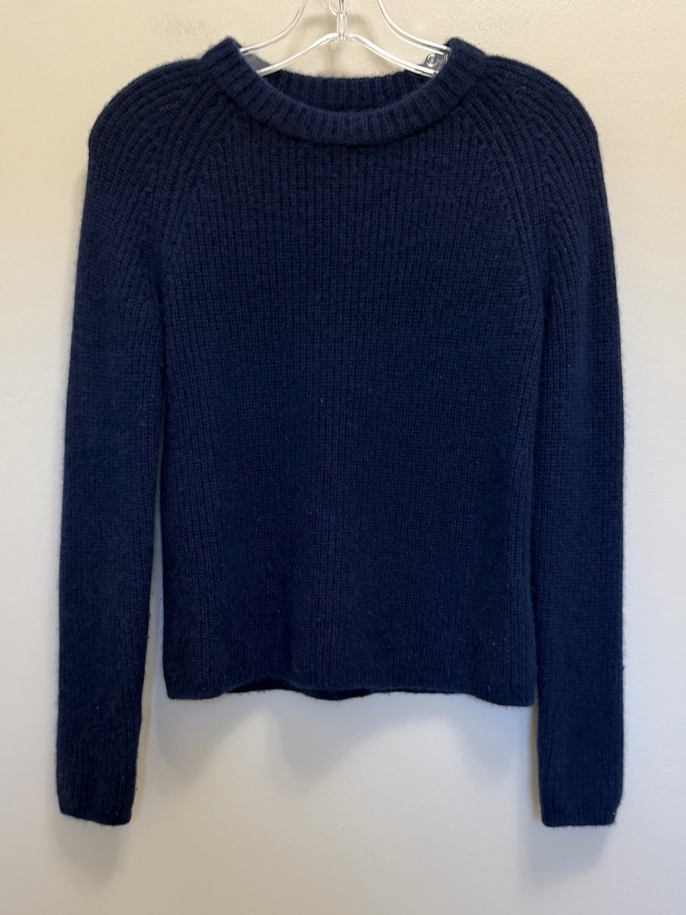 Quince Mongolian Cashmere Fisherman Crewneck Sweater Navy Blue Size S - Picture 2 of 9